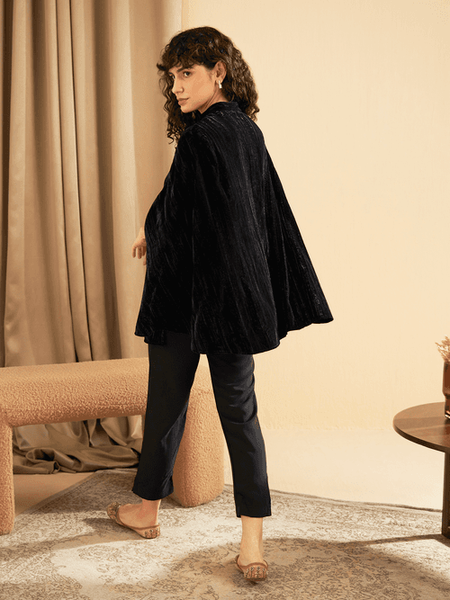 BLACK CASA BEADED CAPE