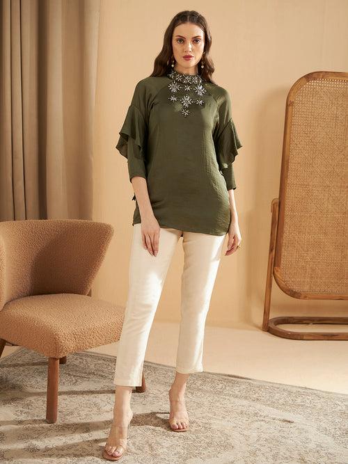 OLIVE GREEN MARKED SHIRT