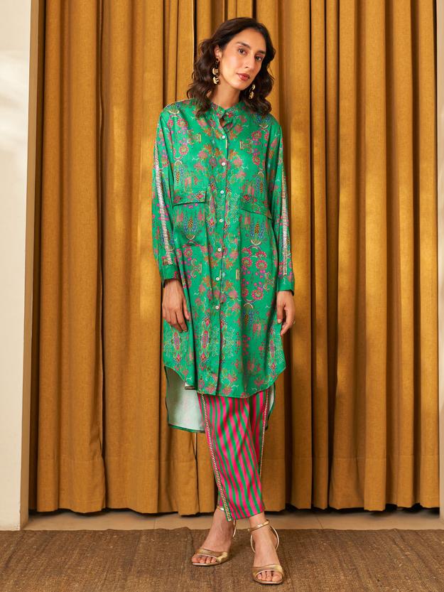 GREEN FARSAAN LAURA SHIRT