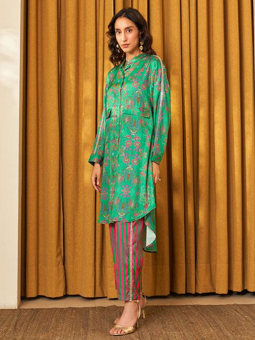 GREEN FARSAAN LAURA SHIRT