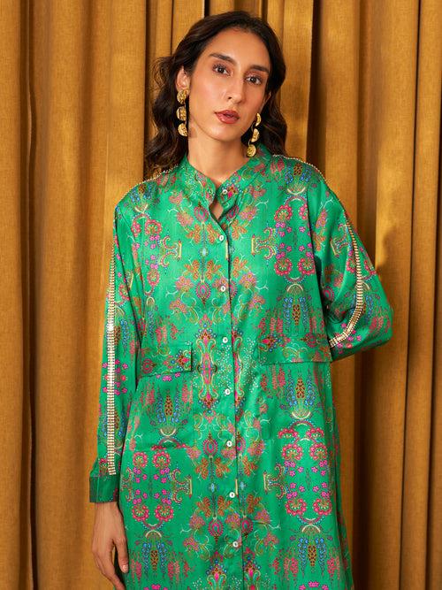 GREEN FARSAAN LAURA SHIRT