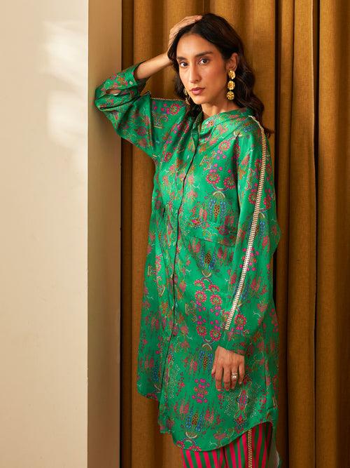 GREEN FARSAAN LAURA SHIRT