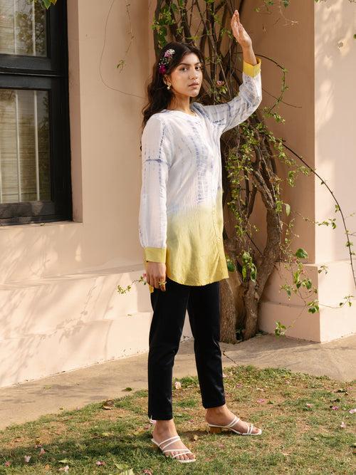 YELLOW DIP DYE BUTTON DOWN SHIRT