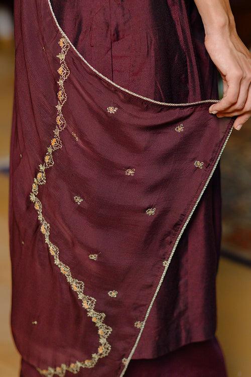 Plum Silk Festive Kurta Set