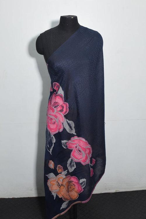 Pashmina Woven Jacquard Shawl Available In Grey, Navy Blue, Red And Navy Blue