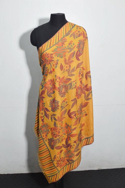 Pashmina Woven Jacquard Shawl Available in Mustard, Red And Navy Blue