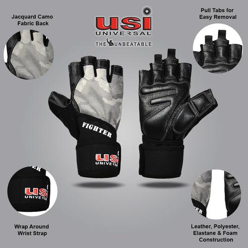 USI Universal Gym Gloves, 733FGY Fighter Fitness Gym Gloves For Men & Women (No return no exchange)