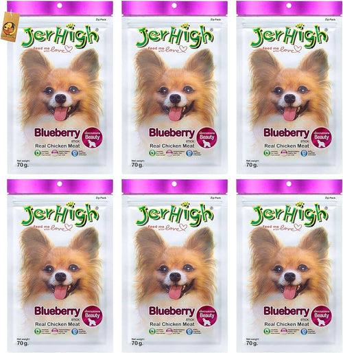 JerHigh Blueberry Stick with Real Chicken Meat Treats for Dog, 70 gm (Pack of 6)