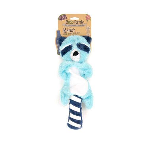 Beco Pet Stuffing Free Racoon Toy for Dogs, Medium, Blue