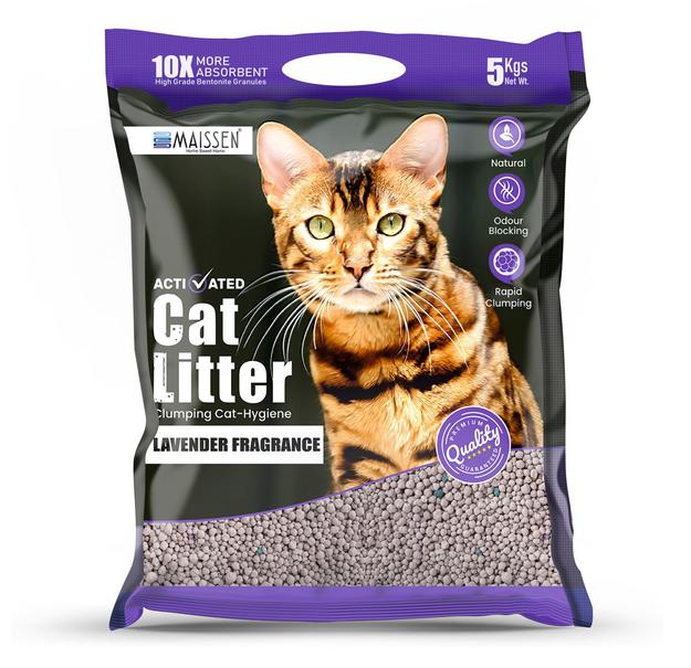 Maissen Bentonite Activated Classic Quick-Clumping Cat Litter Lavender, 5 Kgs