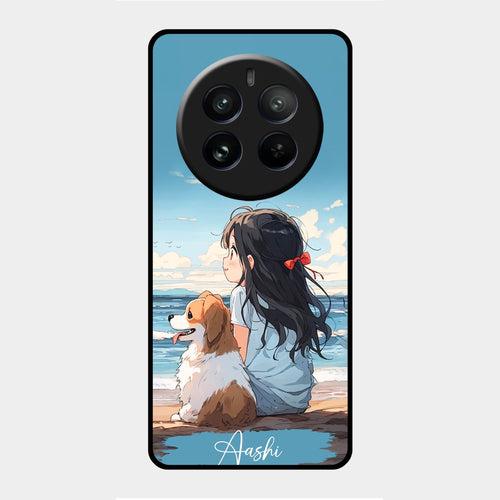 Girl With Dog Glossy Metal Case Cover For Realme