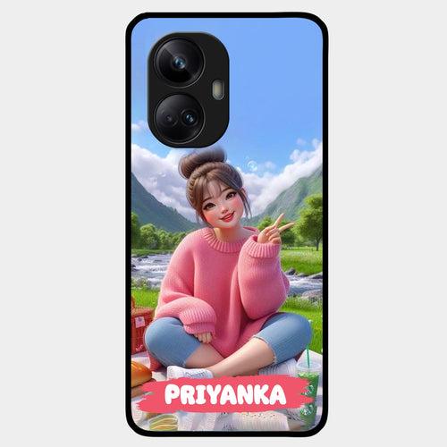 Cute Girl Glossy Metal Case Cover For Realme