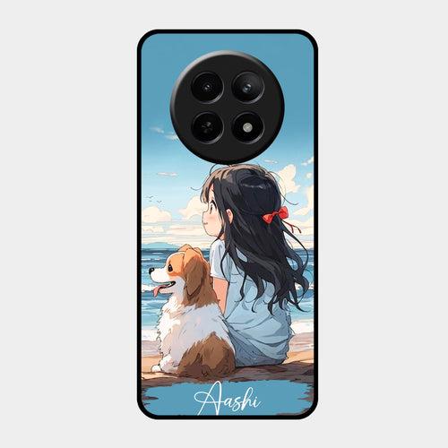 Girl With Dog Glossy Metal Case Cover For Realme