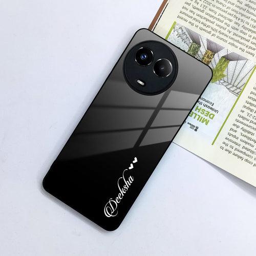 Customize Name Gradient Glass Case Cover Black For Realme/Narzo