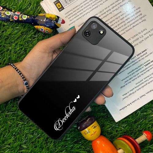 Customize Name Gradient Glass Case Cover Black For Realme/Narzo