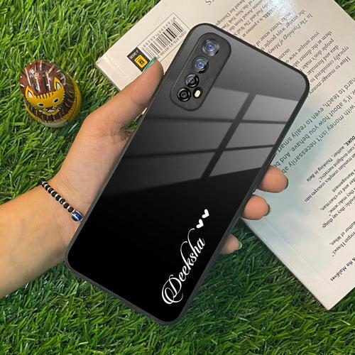 Customize Name Gradient Glass Case Cover Black For Realme/Narzo