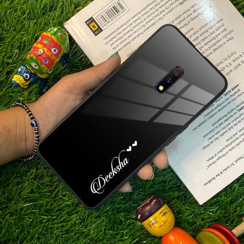 Customize Name Gradient Glass Case Cover Black For Realme/Narzo