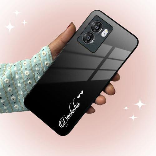 Customize Name Gradient Glass Case Cover Black For Realme/Narzo