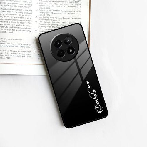 Customize Name Gradient Glass Case Cover Black For Realme/Narzo