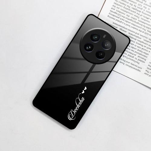 Customize Name Gradient Glass Case Cover Black For Realme/Narzo