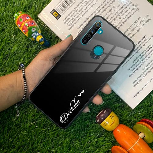 Customize Name Gradient Glass Case Cover Black For Realme/Narzo