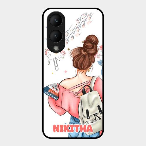 Girl With Book Glossy Metal Case Cover For Vivo