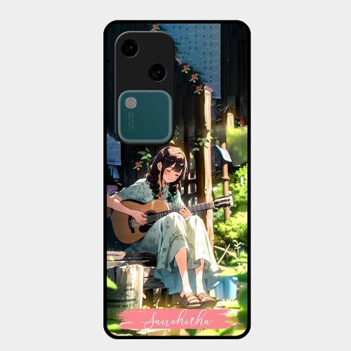 Guitar Girl Glossy Metal Case Cover For Vivo