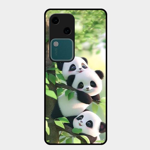 Panda Glossy Metal Case Cover For Vivo