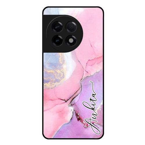 Pink Marble Glossy Metal Case Cover For OnePlus