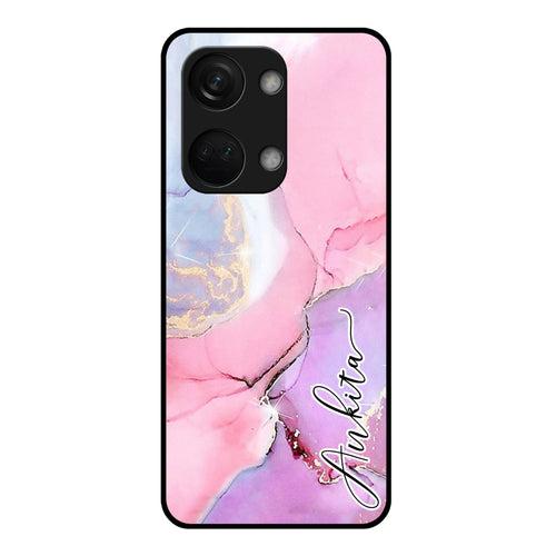 Pink Marble Glossy Metal Case Cover For OnePlus