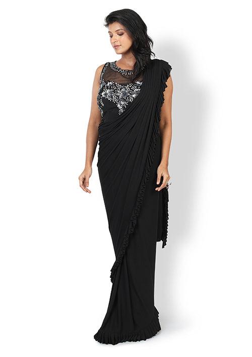 Buy Casual  Designer Saree In Black Color At Online Simaaya