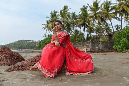 Buy Festive Wear Saree In Red Color At Online simaaya