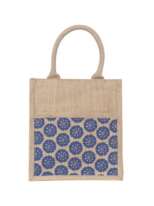 11 X 10 X 7 - JUTE POCKET ZIPPER LUNCH  (B-129-NATURAL)