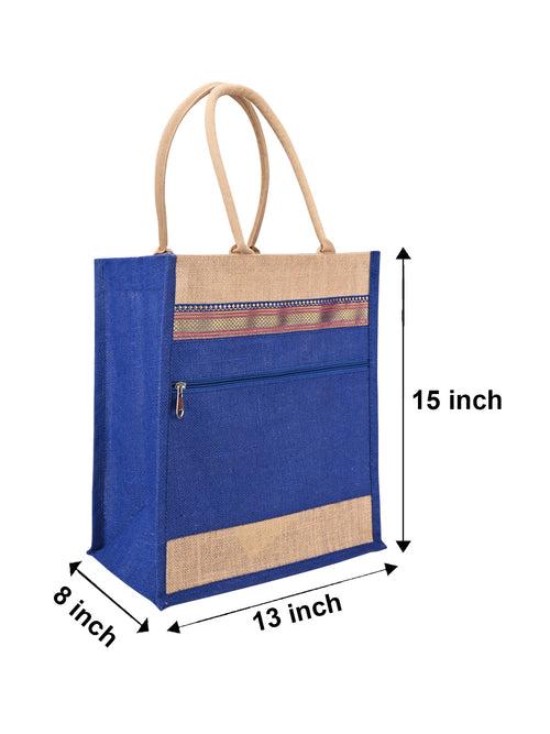 15 X 13 X 8 - SHOPPING WITH FRONT POCKET LACE ZIPPER (B-266-BRIGHT BLUE)