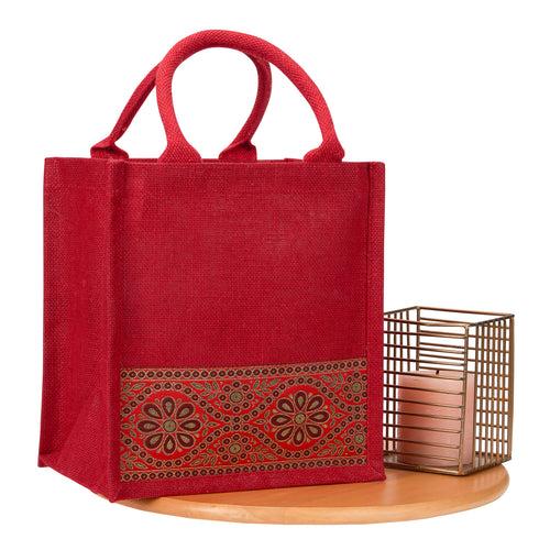 11 X 10 X 7 - LACE ZIPPER LUNCH (B-254-RED)