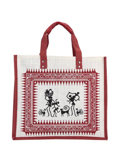 14 X 16 X 7 - WARLI PRINT ZIPPER (B-070-MAROON)