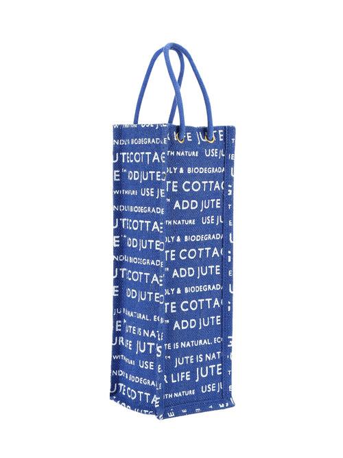 BOTTLE BAG JUTE COTTAGE PRINTED (B-062-MAGENTA)