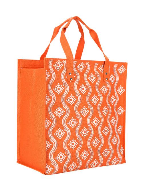 16 X 16 X 9 - PRINTED ZIPPER JUCO WITH BOTTOM BOARD (B-031-ORANGE)