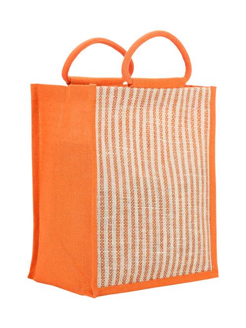 13 X 11 X 7 - JUTE STRIPE LUNCH BAG (B-078-NATURAL)