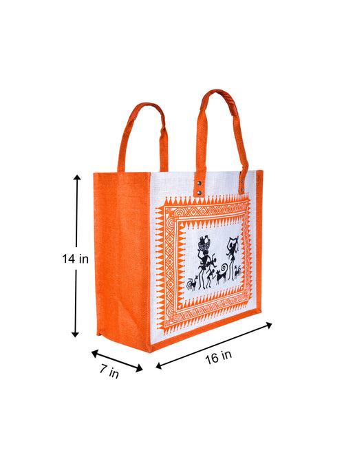 14 X 16 X 7 - WARLI PRINT ZIPPER (B-070-ORANGE)