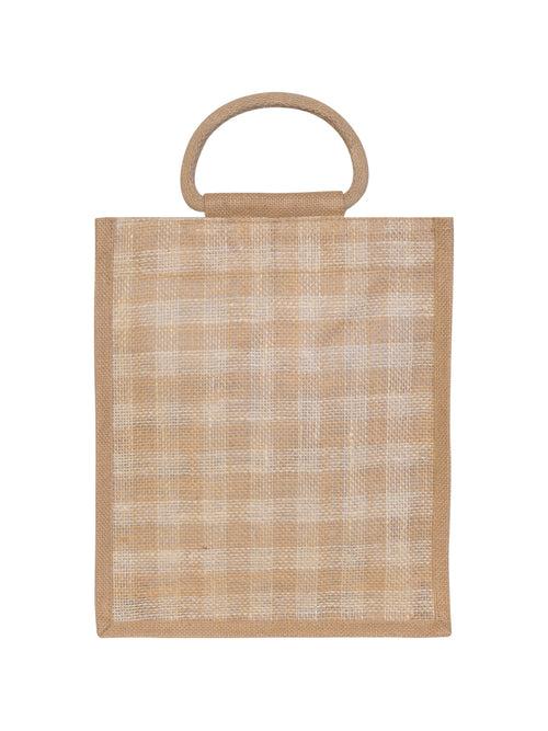 13 X 11 X 7 - JUTE STRIPE LUNCH BAG (B-078-NATURAL)