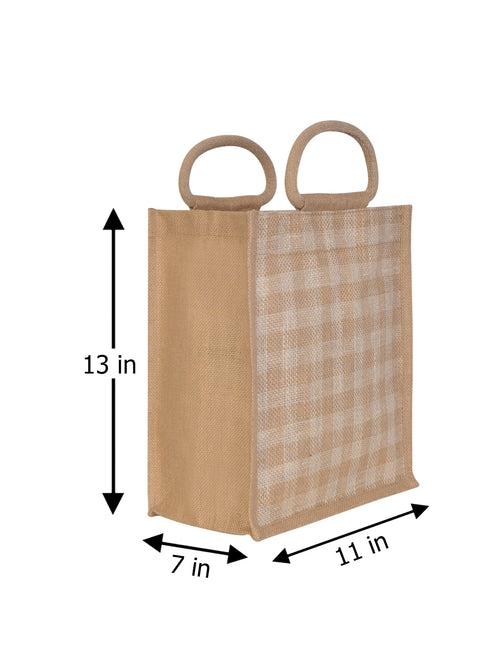 13 X 11 X 7 - JUTE STRIPE LUNCH BAG (B-078-NATURAL)