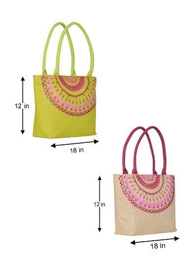 Combo of MANDALA NECK PRINT BAG (D-215-NATURAL) and MANDALA NECK PRINT BAG (D-215-GREEN)