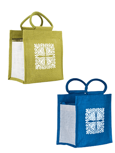 Combo of 10 X 10 MOTIF ZIPPER LUNCH (B-014-BRIGHT BLUE) and 10 X 10 MOTIF ZIPPER LUNCH (B-014-OLIVE GREEN)