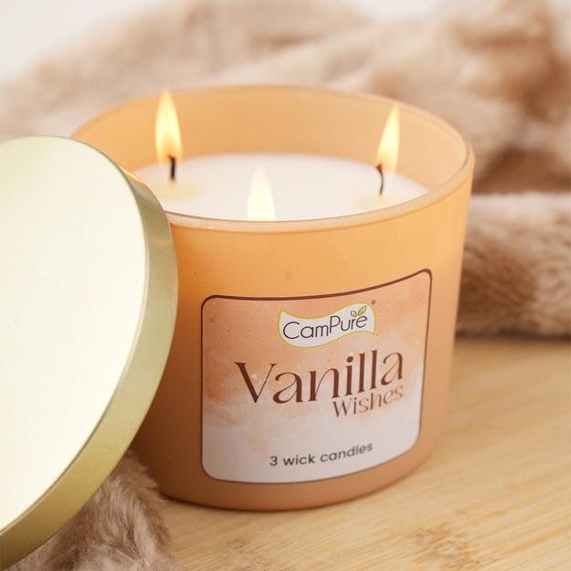 CamPure 3 Wick Scented Candle - Vanilla Wishes