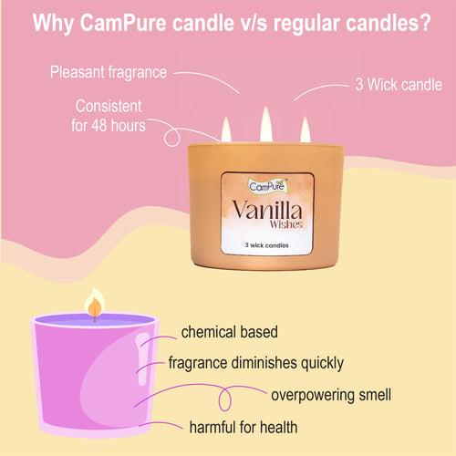 CamPure 3 Wick Scented Candle - Vanilla Wishes