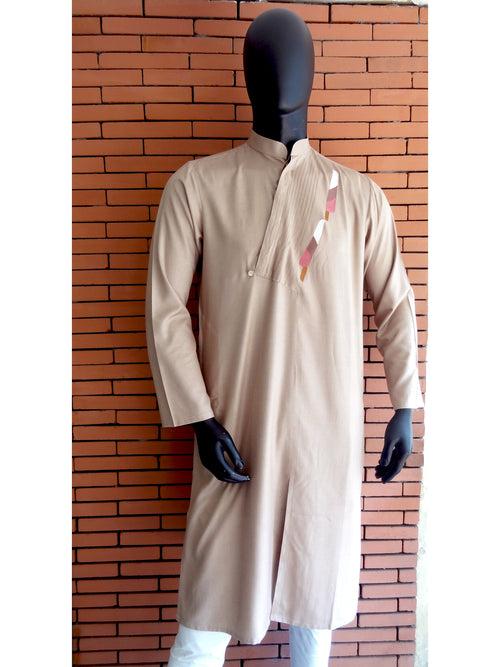 Nakshi Chocolate Cotton Viscose Embroidery Men's Kurta