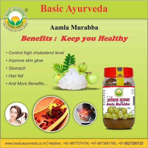 BASIC AYURVEDA Amla Murabba (Candied Indian Gooseberry Delicious) 400 Gm | Toothsome Dried Aamla Marmalade | Ultimate Organic Classic Aamla Fruit | With Jar Pack Sweet Taste