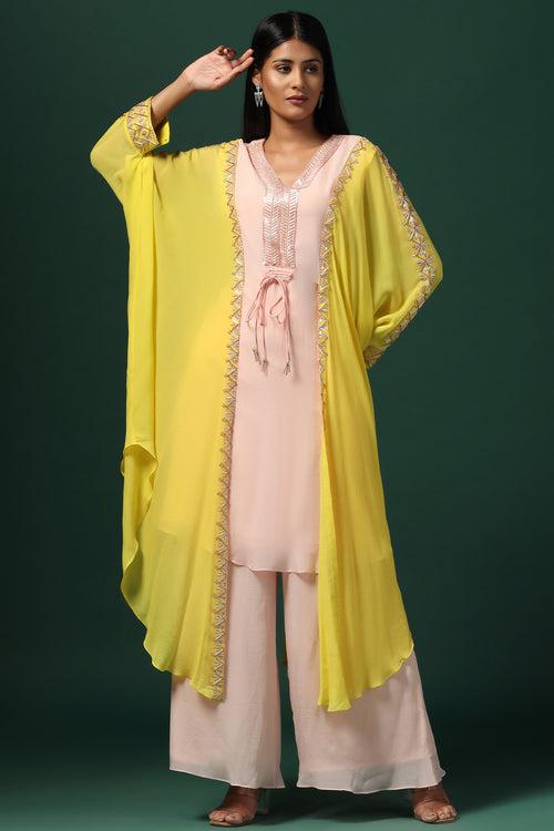 YELLOW & PINK KAFTAN SET WITH PANTS