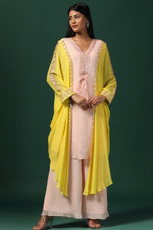 YELLOW & PINK KAFTAN SET WITH PANTS